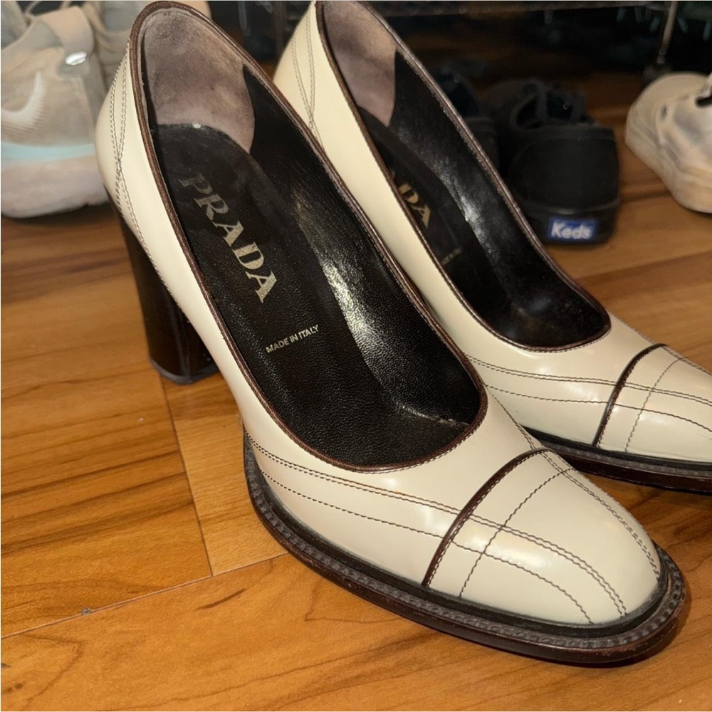 Prada Cream and Black Heels